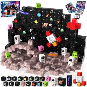 lot 12006 image: Goody King 100PCS Space Rocket Magnetic Building Blocks Space Adventure Magnetic Blocks Set, STEM Montessori Stacking Toy, Building Playsets for Boys and Girls Ages 3-10,Sensory Tile Birthday Gifts