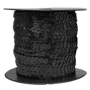 lot 12017 image: suiwotin 100 Yards Sequin Trim, Black, 6mm Flat Round Sequins