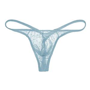 lot 12020 image: KAREN SPACE Lace Mens Thong Underwear, Sexy G-String T-Back Underwear Low Rise, Grey, XL