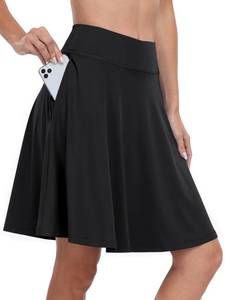 lot 12033 image: ANRABESS Knee Length Skorts Skirts for Women 2025 Summer High Waisted Golf Tennis Skirt Casual Travel Built-in Shorts Clothes Black XX-Large