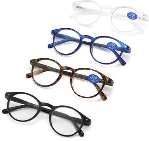 lot 12034 image: AIKLLY Reading Glasses Blue Light Blocking - Spring Hinges Round Eyeglasses for Men Women,4 Pairs Mix Color Anti Glare Filter Lightweight Readers (4 Pairs Mix Color, 1.75)