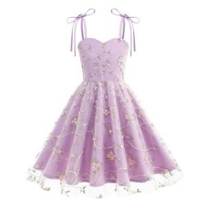 lot 12039 image: IDOPIP Embroidery Flower Girls Lace Dress for Kids Party Wedding Bridesmaid Communion Tulle Dresses Princess Pageant Birthday Formal Dance Prom Boho Floral Spaghetti Straps Gown �� Purple 8-9 Years