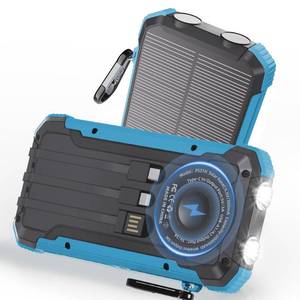 lot 12043 image: Luvknit Portable Solar Power Bank 20000mAh, Wireless Fast Charging Battery Pack with USB-C Input, 6 Outputs & Dual LED Flashlights, Portable Phone Charger for Camping, Travel & Emergency Use (Blue)