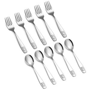 lot 12053 image: 10-Piece Toddler Silverware Set, Stainless Steel Forks & Spoons
