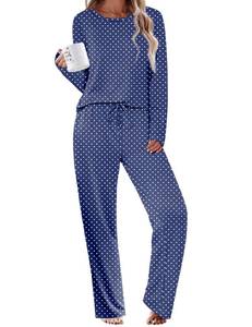 lot 12064 image: Ekouaer Pajamas for Women Set 2 Piece Pjs Lounge Set Long Sleeve Sleepwear