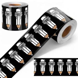 lot 12077 image: 65ft Black and White Pencil Bulletin Board Border Pencil Bow Straight Board Trim Back to School Bulletin Paper for Classroom Whiteboard, Walls, Desks, Doors, Lockers, School