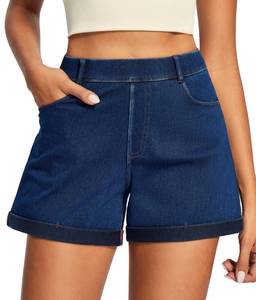 lot 12430 image: IUGA Stretchy Baggy Jean Shorts Womens Pull On Denim Shorts Women High Waisted Tummy Control Jorts Summer Casual with Pocket(Stormy Blue, L)