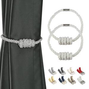 lot 12448 image: BEL AVENIR Magnetic Curtain Tiebacks 2 Pack Hand-Woven Curtain Ties