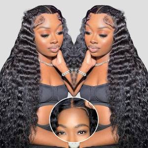 lot 12451 image: Loose Wave Wear And Go Glueless Wigs Human Hair Pre Plucked Pre Cut 200% Density 12A Loose Deep Wave 5x5 HD Lace Closure Wigs Human Hair No Synthetic Blend Reusable 3X Longer Lifespan (20 Inch)