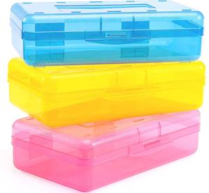 lot 12455 image: Sooez 3 Pack Pencil Case, Large Hard Pencil Box Bulk, Clear Crayon Box (Only 2)