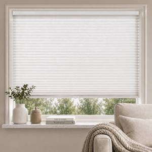 lot 13302 image: MYshade Cordless Light Filtering Cellular Shades for Indoor Windows, Honeycomb Window Blinds with Daytime Privacy, Easy Lift Shades for Bedroom, Living Room & Home Office, White, 38 W x 72 H