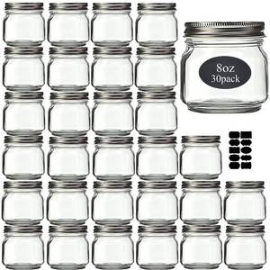 lot 13305 image: Rainforce Mason Jars 8 oz 30 Pack Small Glass Caning Jars with Silver Lids