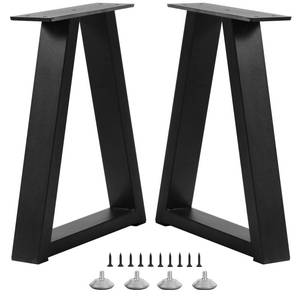 lot 13315 image: Rioychan 16 Inch Trapezoid Metal Table Legs for Bench, Coffee Table Legs, DIY Furniture Feets Set of 2, Including Screws and Adjustable Feet Pads, 16 Inch x 10.8 Inch