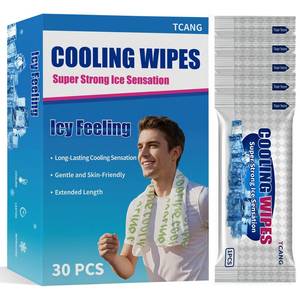 lot 14372 image: 30 Pack Cooling Body Wipes, Alcohol-Free Cooling Towelettes Cooling Towel Alternative for Outdoor Sports, Camping, Hiking, Workout & Hot Weather(Green)