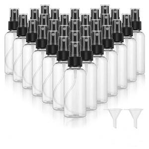 lot 14380 image: 30 Pack 2 oz Fine Mist Mini Clear Spray Bottles with Pump Spray Cap - for Essential Oils, Travel, Perfumes - Refillable & Reusable Empty Plastic Bottles Travel Bottle