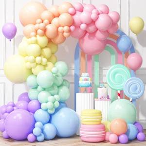 lot 14399 image: Haolongfa Pastel Rainbow Balloons Arch Garland Kit for Pastel Party Decor