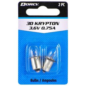 lot 14401 image: Dorcy 3D-3.6-Volt, 0.75A Flange Base Krypton Replacement Bulb, 2-Pack (41-1661) , Silver