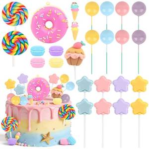 lot 14409 image: Hooqict 26Pcs Candy Cake Decorations Set with Ice Cream Lollipop Donut Candyland Cake Toppers & Cupcake Toppers for Kids Girls Candy Themed Party Decorations Sweet Candyland Birthday Party Supplies