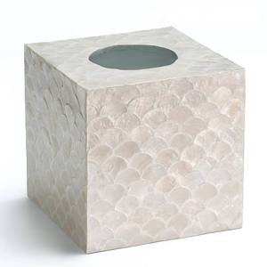 lot 14439 image: CHI AN HOME 5.5 Capiz Square Tissue Box Cover, Coastal Tissue Box Holder