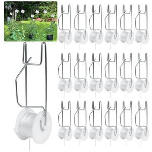 lot 14445 image: Hidbot Tomato Support Hooks with String,10 Pack Tomato Trellis Roller Hooks with 49.2FT String for Plant,Greenhouse Tomato Flower Vine Twine Crop Trellis Kit Tomato Plant Roller Hook