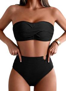 lot 14452 image: Pink Queen Womens High Waisted Bikini Sets Two Piece Swim Suit Black L