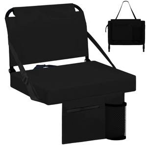 lot 19643 image: Besunbar Stadium Seats for Bleachers with Back Support Bleacher Seat Soft Cushion Light Weight Includes Shoulder Strap & Cup Holder, Front & Back Zipper Pocket, Suitable for Sports Events,Black