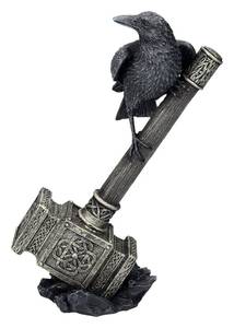 lot 19645 image: Thors Hammer Figure with Raven Viking Odin Decoration (Damage On 1 Wing)