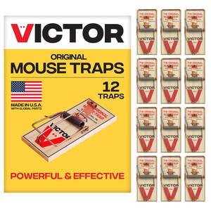 lot 19649 image: Victor Metal Pedal Mouse Traps, 12-Pack, Reusable Wooden Snap Traps