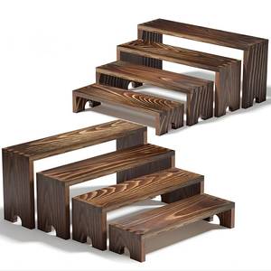 lot 19651 image: 2 Set Wooden Tiered Risers Display Stands for Vendor Events,Stackable Wood Cupcake Display Stand,Farmhouse Decor Wood Dessert Table Display Set,Vendor Booth Display Items,Food Display Risers for Party