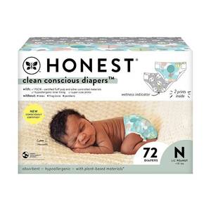 lot 19653 image: The Honest Company Clean Conscious Diapers Above It All  All the Alpacas - Size Newborn - 72 ct