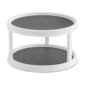 lot 19656 image: Copco Non-Skid Turntable, 2-Tier, 12-Inch, Durable & Easy Clean, WhiteGray