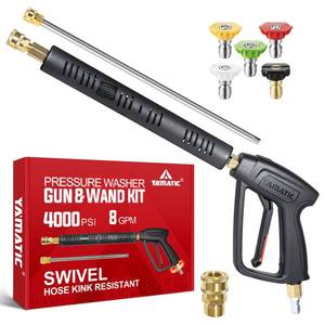 lot 19665 image: YAMATIC Pressure Washer Gun Wand with Swivel 38 Plug & M22 Coupler, Stainless Steel Extension Lance Replacement for Ryobi, Simpson, Craftsman Power Washer for Foam Cannon Car Wash, 4000 PSI
