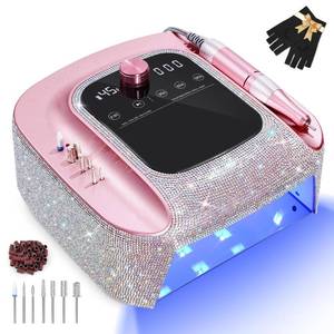 lot 19671 image: 2-in-1 Rechargeable Cordless UV Nail Lamp & Electric Nail Drill Kit with Auto Sensor, LCD Display,45000 RPM Professional Gel Nail Dryer Machine for Home Salon Use & Training Nail Art Practice
