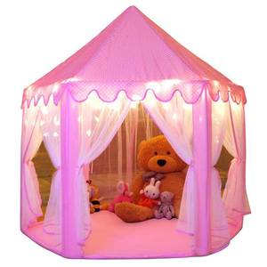 lot 19678 image: Monobeach Princess Tent Girls Large Playhouse Kids Castle Play Tent with Star Lights Toy for Children Indoor and Outdoor Games, 55 x 53 (DxH)