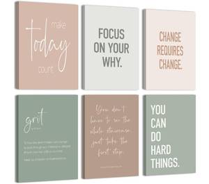 lot 19682 image: Set of 6 Inspirational Motivational Office Wall Decor Poster Prints, Minimalist Pastel Wall Art, Positive Affirmations Team Teamwork Difference Maker Wall Picture, 8x10 Ready To Hang