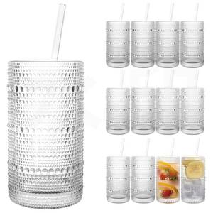 lot 19685 image: Dingerjar Upgraded Large Capacity 16 oz480 ml Hobnail Glasses Drinking Set of 12 - Heavy Vintage Glassware