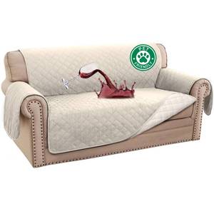 lot 19698 image: Turquoize 100% Waterproof Couch Cover Sofa Covers for 2 Cushion Couch Loveseat Covers Triple Non-Slip Couch Cover for Dogs Washable Furniture Protector Cover for Pets, Kids,Dog (Loveseat 54, Ivory)