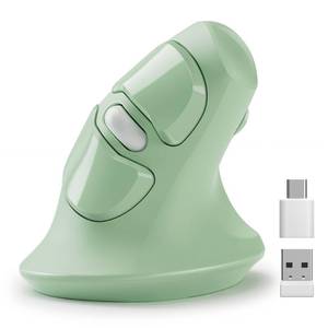 lot 20018 image: MicroPack Ergonomic Vertical Wireless Mouse, Silent Cordless Mouse with USB-A & Type-C Receiver, 80012001600 DPI, 6 Buttons, Reduces Wrist Strain for Windows, Mac, PC & Laptop Green