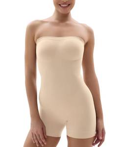 lot 20033 image: SHAPERX Strapless Shortie Bodysuit for Women Tummy Control Shapewear Seamless Sculpt Body Shaper with Removable Straps,SZ5217-Beige-SM