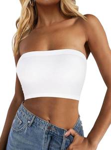 lot 20035 image: Tube Tops for Women Summer Crop Top Basic Casual Bandeau Going Out Strapless Short Shirt(White,M)
