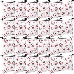 lot 20039 image: Eccliy 20 Pcs Baseball Makeup Bags Bulk Baseball Mom Gifts Sport Bags for Snacks Sport Goodie Pouch with Zipper Travel Canvas Gifts for Women Players Teams Lover Birthday Decorations