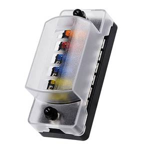 lot 20055 image: 6 Way Fuse Block Blade Fuse Box with Negative Bus, 6 Circuit Fuse Holder Fuse Block wNegative Bus, Waterproof Protection Cover Sticker Labels for 12V24V Automotive Car Truck Boat Marine RV