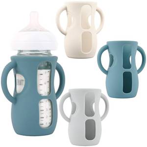 lot 20059 image: 3 Pack Silicone Sleeves with Handles for Avent Natural Glass Baby Bottles, Anti Breakage Baby Bottle Holder, Compatible Philips Avent Glass Natural Baby Bottle 8 oz
