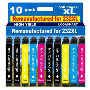 lot 20063 image: LOGASMART Remanufactured for Epson 232XL Ink Cartridges Combo Pack Replacement for 232 XL T232 XL for XP-4200 XP-4205 Workforce WF-2930 WF-2950 Printer 10pack
