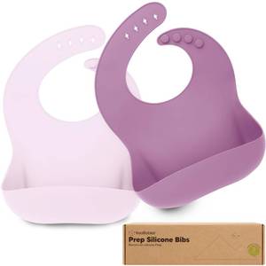 lot 20064 image: KeaBabies 2-Pack Silicone Bibs for Babies, Toddlers Girl, Boy (Amethyst)