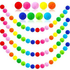 lot 20073 image: MARFOREVER 4 Pack 26.3 Ft Colorful Pom Pom Garland Decorations 30 Balls