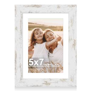 lot 20074 image: Hongkee 5x7 Picture Frame with Glass, Display Pictures 4x6 with Mat or 5 x 7 without Mat - Wall and Tabletop, 5 by 7 Photo Wooden Frames (Distressed White, 1 Pack)
