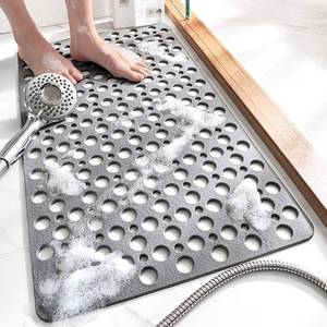 lot 20076 image: TEMIR Non Slip Bathtub Mat with Suction Cups, 30x17 in, Gray