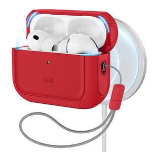 lot 20456 image: ESR for AirPods Pro 3 Case, Compatible with AirPods Pro Case 3rd Generation (2025), Compatible with MagSafe, Full Drop Protection Cover with Lanyard, Red