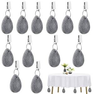 lot 20460 image: JKSvrenthy 12 Pcs Tablecloth Weights Tablecloth Pendant Teardrop Heavy Table Stone Cover Weights Hangers with Metal Clips for Outdoor Picnic Garden Dinner Table Cover Decoration